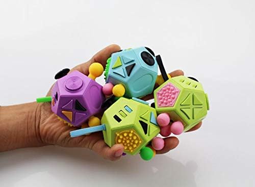 Fidget Dodecagon-12 Sided Fidget Toy Stress Relief Cube for Children and Adults, Silent Compact Classroom Gifts Stocking Stuffers for Teen Boys, Kids(B3 Blue Sky)