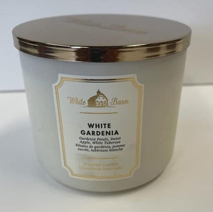 Bath & Body Works, White Barn 3-Wick Candle w/Essential Oils - 14.5 oz - New Core Scents! (White Gardenia)