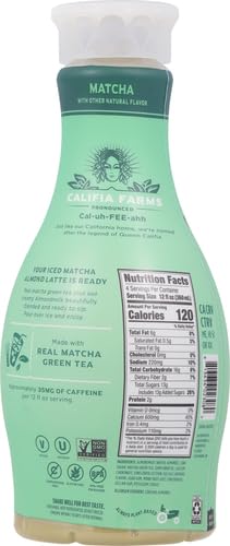 Califia Farms - Matcha Almond Latte, 48 oz, Dairy Free, Almond Milk, Plant Based, Vegan, Gluten Free, Non GMO, Green Tea