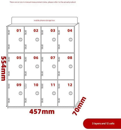 Cell Phone Locker Box - Acrylic Wall-Mounted with Locks and Keys, Secure Storage Cabinet for Office, Classroom, Gyms