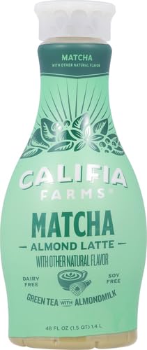 Califia Farms - Matcha Almond Latte, 48 oz, Dairy Free, Almond Milk, Plant Based, Vegan, Gluten Free, Non GMO, Green Tea