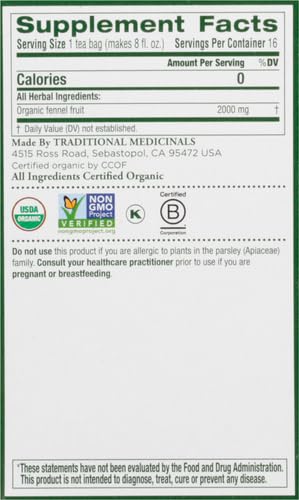 Traditional Medicinals Organic Fennel Tea, 16 Count