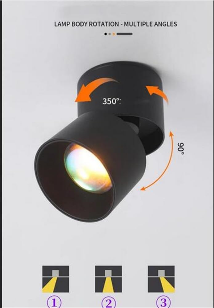 3-Pack Sunset Spotlight Led Down Lamp Interior Surface Mounted/recessed Ceiling Spot Lighting for Decoration Living Bedroom Hallway (Black)