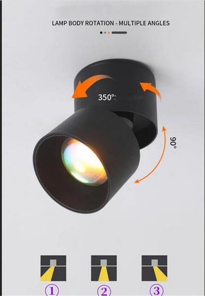 3-Pack Sunset Spotlight Led Down Lamp Interior Surface Mounted/recessed Ceiling Spot Lighting for Decoration Living Bedroom Hallway (Black)