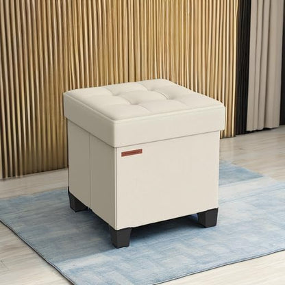 SONGMICS Storage Ottoman, Small Ottoman Foot Rest with Legs, 12.6 x 15.7 x 13.2 Inches Foot Stool, Load up to 660 lb, for Living Room, Bedroom, Dorm, Slate Gray ULSF012G01