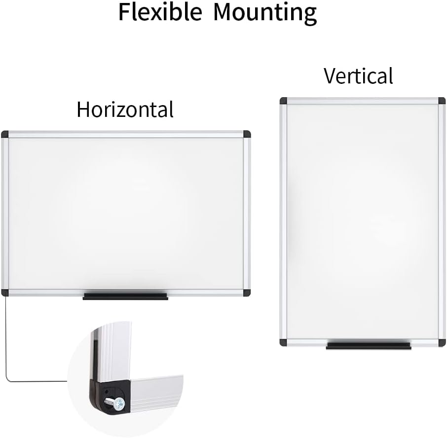 VIZ-PRO Magnetic Dry Erase Board, 36 X 24 Inches, Silver Aluminium Frame