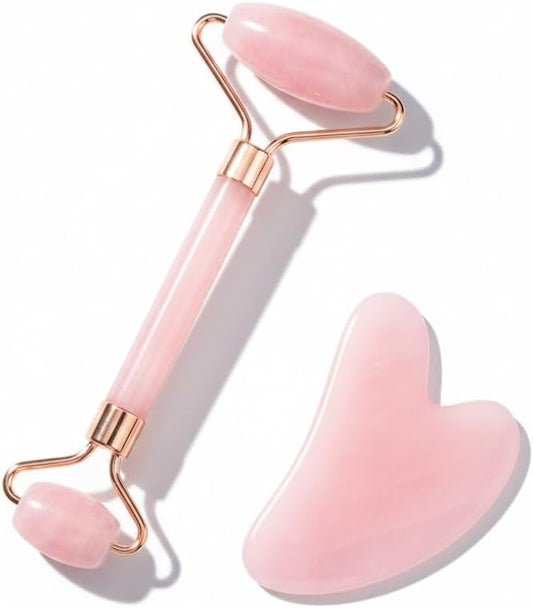 Cooling Face Roller & Gua Sha Set, Smooth Resin Facial Massage Tools for Face & Neck, Daily Skincare Duo, Refrigerator-Friendly