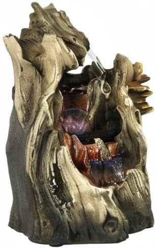 Sunnydaze Cascading Caves 14-Inch Tabletop Water Fountain with LED Lights