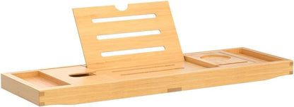 Deep Calm Bathtub Tray Caddy - Bamboo Foldable Bath Tub Table, Expandable Bath Tray Holds All Bathtub Accessories, Perfect Luxury Relaxing Gift for Self Care