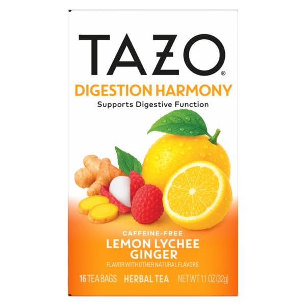 TAZO Herbal Tea Variety Pack, Nighttime Bliss Spiced Apple Chamomile, Digestion Harmony Lemon Lychee Ginger, Stress Unwind Blueberry Lavender Lemon Balm, Wellness Vitality Mango Tangerine Turmeric, 1 of Each (Variety Pack)