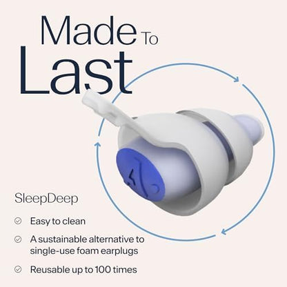 Alpine SleepDeep Earplugs for Sleeping – Side Sleepers & Snoring – Ultra-Soft Noise Reducing Earplugs – 27dB SNR – Hypoallergenic, Silicone-Free – 2 Pairs (S + L)