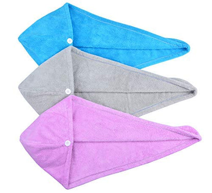 HOPESHINE Hair Towel Twist Microfiber Bamboo Fabric Women's Soft Shower Towels for CurlyHair Turban Wrap Drying Cap Great Gift for Girls 3-Pack