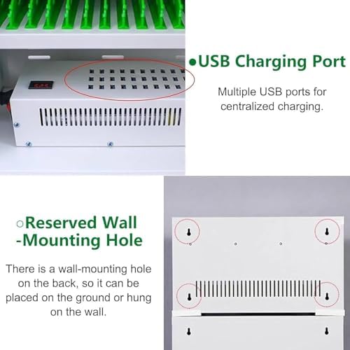 Wall-Mounted Phone Charging Station, 12-Slot Mobile Storage Cabinet for Students & Employees, Portable Organizer for Tourists, Space-Saving Phone Holder (White)