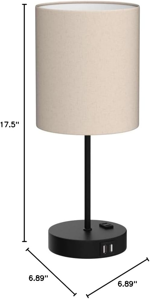 Set of 2 Touch Control Table Lamps with 2 USB & AC Outlet, 3-Way Dimmable Bedside Nightstand Lamps for Bedroom Living Room Nursery, 800 Lumens 5000K Daylight Bulbs Included