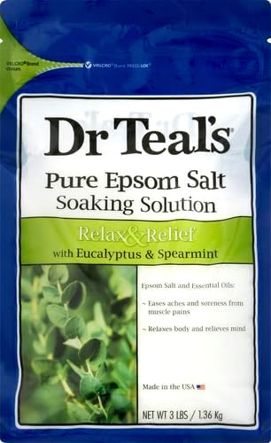 Dr Teal's Epsom Salt Magnesium Soak, Relax & Relief with Eucalyptus & Spearmint Essential Oils, 3 lbs