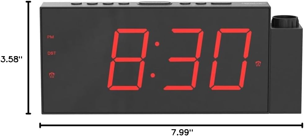 Digital Projection Alarm Clocks for Bedrooms - Large LED Display, 180° Rotatable Projector, 5-Level Dimmer,USB Charger,Battery Backup,Loud Dual Alarms for Kids Elderly,Heavy Sleepers,Snooze,12/24H,DST