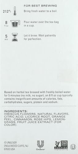 TAZO Passion Herbal Tea Bags, Hot or Iced, Caffeine Free, 20 Total Tea Bags