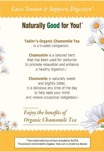 Tadin Organic Chamomile Lavender Tea, Caffeine Free Herbal Tea to Promote Serenity, 20 Tea Bags Per Box, Pack of 6