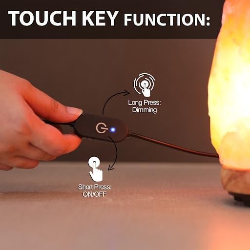 WBM LLC Himalayan Glow Natural Pink Salt Lamp, Crystal Salt Lamp Night Light with (ETL Certified) Brightness Control Dimmer Switch, Wooden Base & Salt Lamps Bulb | 6-8 LBS, Model Number: 1001