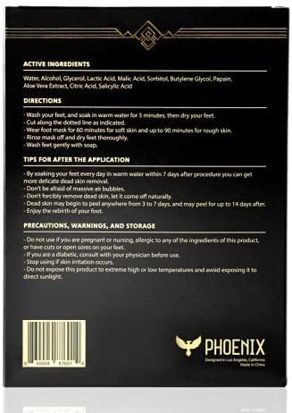 (Pack of 2) Phoenix Foot Peel for Men - Extra Large - Extra Strength - Menthol - Exfoliating Dry Feet Treatment - Callus Remover - Paraben Free