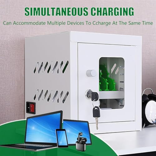 Wall-Mounted Phone Charging Station, 12-Slot Mobile Storage Cabinet for Students & Employees, Portable Organizer for Tourists, Space-Saving Phone Holder (White)