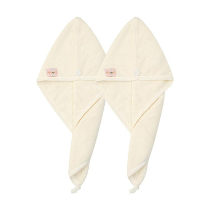 M-bestl 2 Pack Microfiber Hair Towel Wrap,Hair Drying Towel with Button,Quick Dry Hair Towel Turban for Women,Absorbent Anti-frizz Head Towel for Long Thick Curly Hair(Pink&Beige)