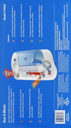Vicks Warm Mist Humidifier Filter-Free 1-Gal Tank, Auto Shut-Off, Night Light, VapoPad and VapoSteam Compatible
