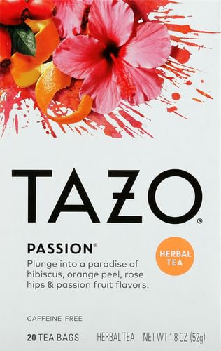 TAZO Passion Herbal Tea Bags, Hot or Iced, Caffeine Free, 20 Total Tea Bags