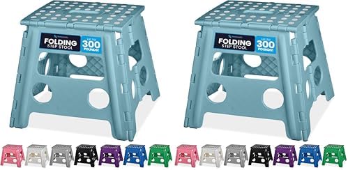 Handy Laundry Folding Step Stool - Sturdy Enough Collapsible Stool to Support Adults - Opens Easy with One Flip - Great for Kitchen, Bathroom or Bedroom (Black - 9 Inch)