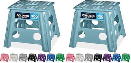 Handy Laundry Folding Step Stool - Sturdy Enough Collapsible Stool to Support Adults - Opens Easy with One Flip - Great for Kitchen, Bathroom or Bedroom (Black - 9 Inch)