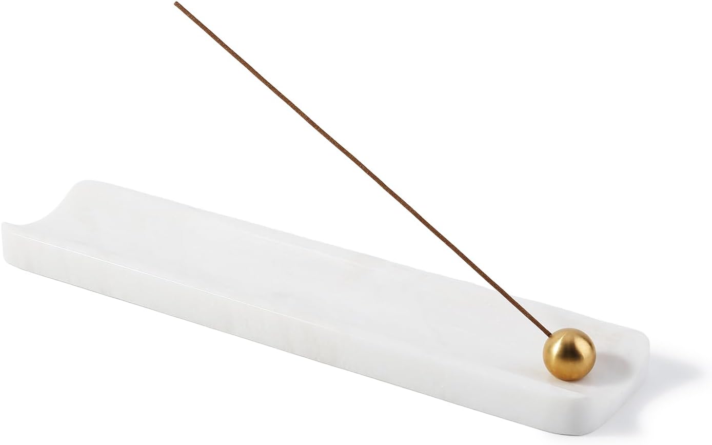 Koville Marble Incense Holder, Incense Holder for Sticks, Incense Sticks Holder Ash Catcher for Meditation Yoga SPA, Natural Stone Incense Burner, Home Table Decor (Grey)