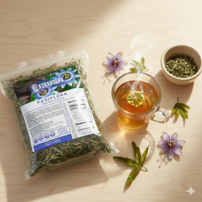 KURANDERO Passionflower Tea 4 oz (113 g) – 100% Natural Hojas de Pasiflora (Passiflora incarnata) – Loose Leaf Herbal Infusion, Non-GMO, Additive-Free, Caffeine-Free, Single Pack
