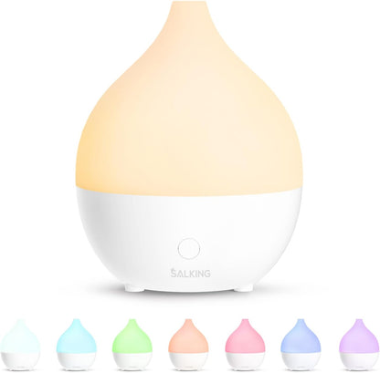 SALKING Essential Oil Diffuser, 100ml Small Aromatherapy Diffuser with Auto Shut-Off Function, Ultrasonic Diffusers for Essential Oils, Cool Mist Humidifier with Warm White Lights, for Office Home