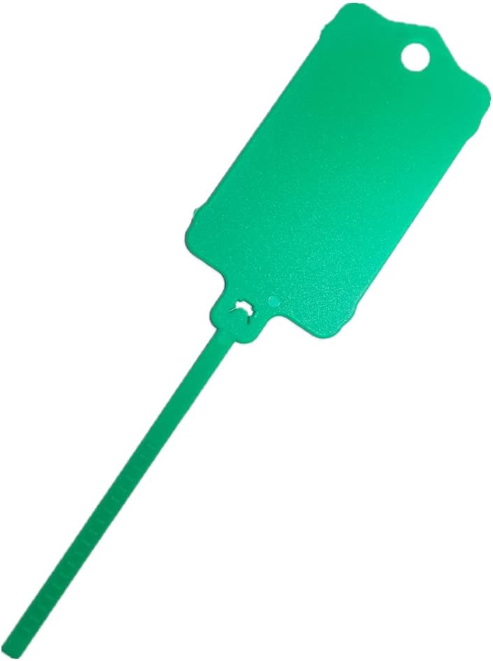 100pcs Reusable Blank Plastic Tags Ties Key Tags 1.45"*2.48" Serrated Tension Sealing Strap with Large Label Plastic Tie Mark Label Waterproof Hang Sign Write on Tag (White, 100pcs)