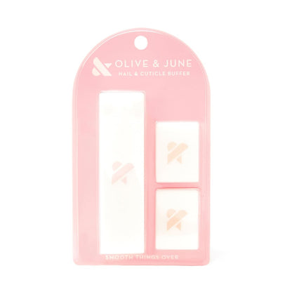 Olive & June Buffer Pack | 1 Full-Size + 2 Mini Nail Buffers for Manicures and Pedicures | Gentle Multi-Grit Buffers for Cuticles, Smoothing & Nail Prep | Salon-Quality Nail Tools for At-Home Use