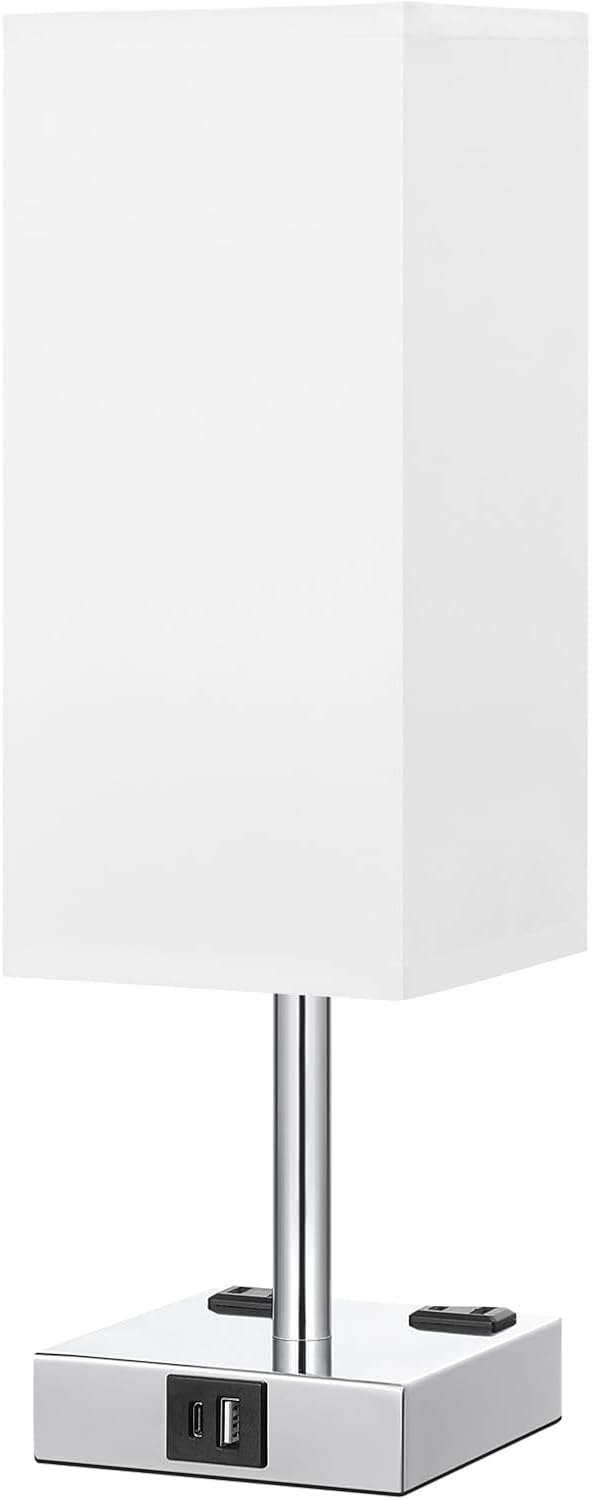 Touch Bedside Table Lamp for Bedroom - Dimmable, USB C+A, 2 AC Outlets