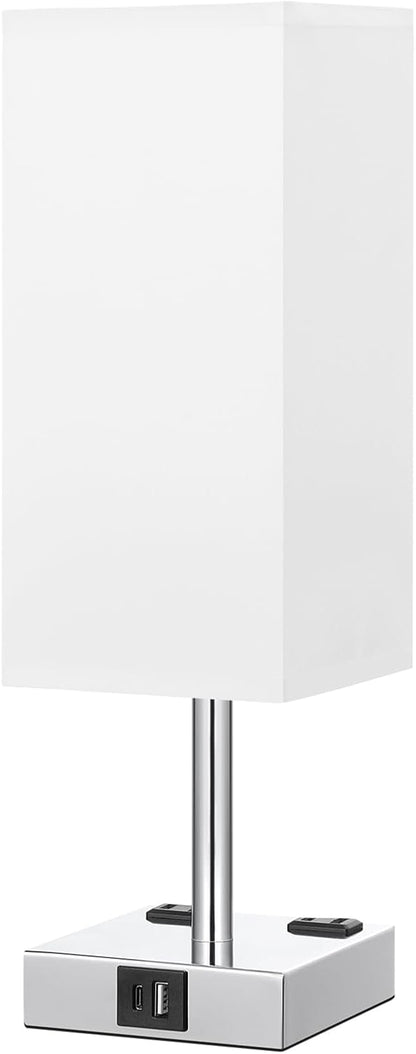 Touch Bedside Table Lamp for Bedroom - Dimmable, USB C+A, 2 AC Outlets