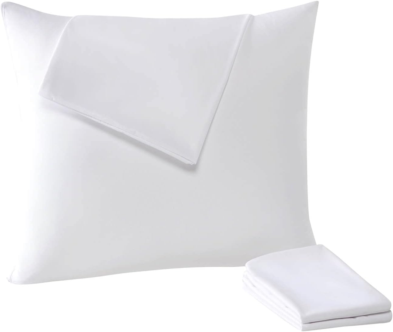 Kingnex 4 Pack Waterproof Down Feather Proof Pillow Protectors with Zipper 20x20 Zippered Pillow Covers for Square Throw Pillow