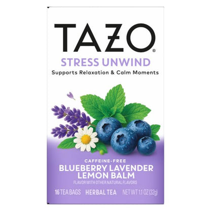 TAZO Herbal Tea Variety Pack, Nighttime Bliss Spiced Apple Chamomile, Digestion Harmony Lemon Lychee Ginger, Stress Unwind Blueberry Lavender Lemon Balm, Wellness Vitality Mango Tangerine Turmeric, 1 of Each (Variety Pack)