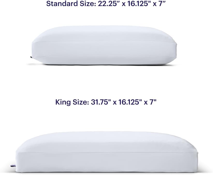 Purple DreamLayer Pillow - Standard Size - Cooling Memory Foam Alternative Neck Pillow, Soft Contour-Hugging GelFlex Grid and MicroAir Foam, Adjustable Loft, Pressure-Relieving Support
