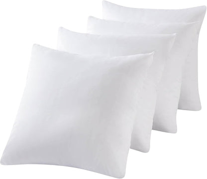 Kingnex 4 Pack Waterproof Down Feather Proof Pillow Protectors with Zipper 20x20 Zippered Pillow Covers for Square Throw Pillow
