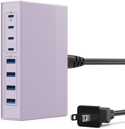 120W USB C Charger Block with 2 Built-in Retractable Cables,4-in-1 GaN IV Foldable Plug Wall Charger Fast Charging Station,PD 65W Laptop Adapter for MacBook/iPad,iPhone 17/16/15/14,Galaxy,Android etc