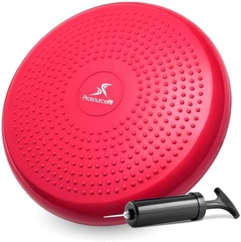 ProsourceFit Core Balance Disc Trainer, 14” Diameter with Pump for Fitness, Balance Training, or Seating; Wobble Board for Core Stability; Flexible Floor Cushions