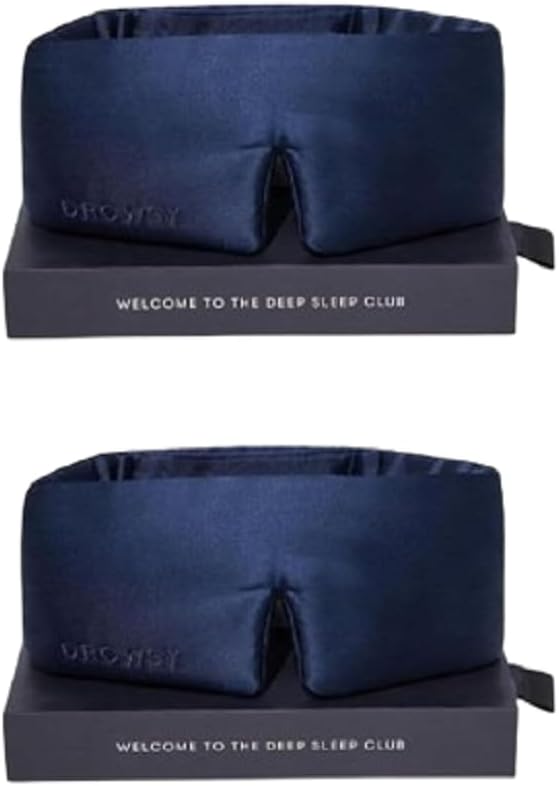 DROWSY Silk Sleep Mask - Face-Hugging, Padded Cocoon for Luxury Sleep in Total Darkness - 100% Pure Mulberry Silk (Black Jade)