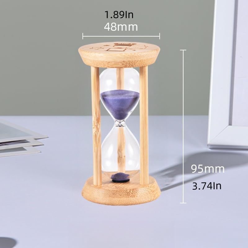 Mini Wooden Sand Timers,100% Bamboo Hourglass Sand Timers 1Min Sandglass Timer for Toothbrush Timer Games Classroom Home Office Cooking(Blue+1Min)