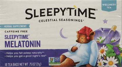 Celestial Seasonings Sleepytime Tea Plus Melatonin, Caffeine Free, Celestial Seasonings Herbal Tea, 18 Bag Box