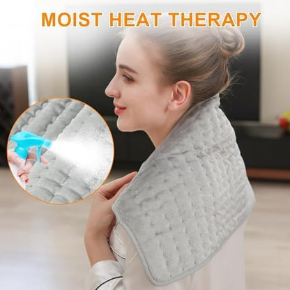 Deepsoon Heating Pad,Electric Heating Pads for Back,Neck,Moist Heating Pad for Abdomen Shoulder Knee Legs,Dry/Moist Heat&Auto Shut Off,Fathers Day Dad Gifts for Men Birthday,Light Gray,24x12 Inch