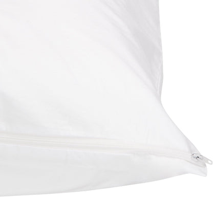 Amazon Basics Standard Breathable 100% Cotton Hypoallergenic Pillow Protector with Zipper, Machine Washable, White, 27 x 21 Inches, Pillows Not Included