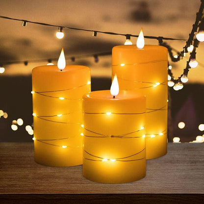 LEDHOLYT Rechargeable Flameless Glass Pillar Candles–Gifts for Women,–Set of 3, Realistic Flickering LED Flame,Remote & Timer, Ideal for Living Room, Bedroom & Halloween Festival Home Party Decor
