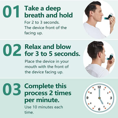 Flutter Valve Breathing Exercise Device for Lungs, Mucus Removal Device, Adjustable Resistance Breathing Trainer, Portable Lung Exerciser for Mucus Clearance